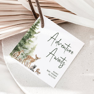 Etiquetas Para Lembrancinhas Woodland Adventure Aguarda Chá de fraldas Obrigado