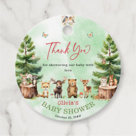 Etiquetas Para Lembrancinhas Woodland Animais Chá de fraldas de flores de baga