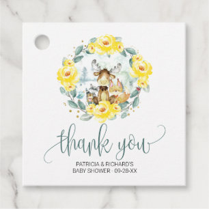 Etiquetas Para Lembrancinhas Woodland Floral Greenery Chá de fraldas Obrigado