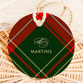 Etiquetas Para Lembrancinhas Xadrez de Natal Clássica com Feriado de Nome