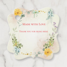 Etiquetas Para Lembrancinhas Yellow and Pink Floral Wedding Favor Tag