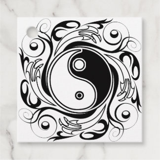 Etiquetas Para Lembrancinhas Yin & Yang Symbol Black and White Tattoo Style