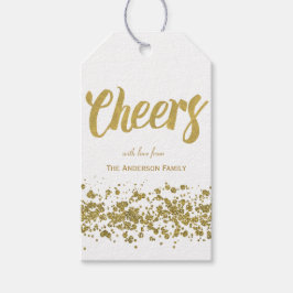 Etiquetas para presentes com brilho dourado Cheers