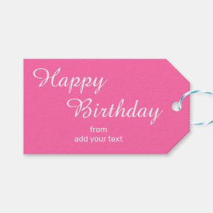 Etiquetas para presentes de aniversário rosa vivo