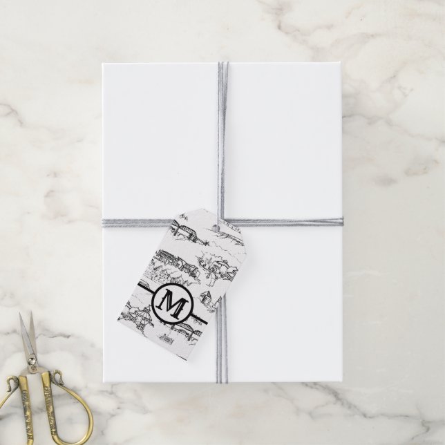 Etiquetas para presentes de chattanooga monograma (Com cordão)