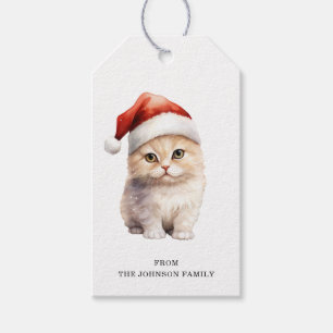 Etiquetas para presentes de gato natalino