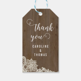 Etiquetas para presentes de madeira e rendas russa