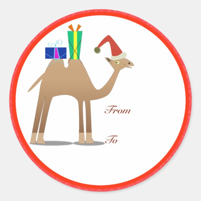 Etiquetas para presentes de Natal: Camelo (Frente)