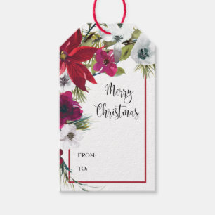 Etiquetas para presentes de Poinsettia natalícia