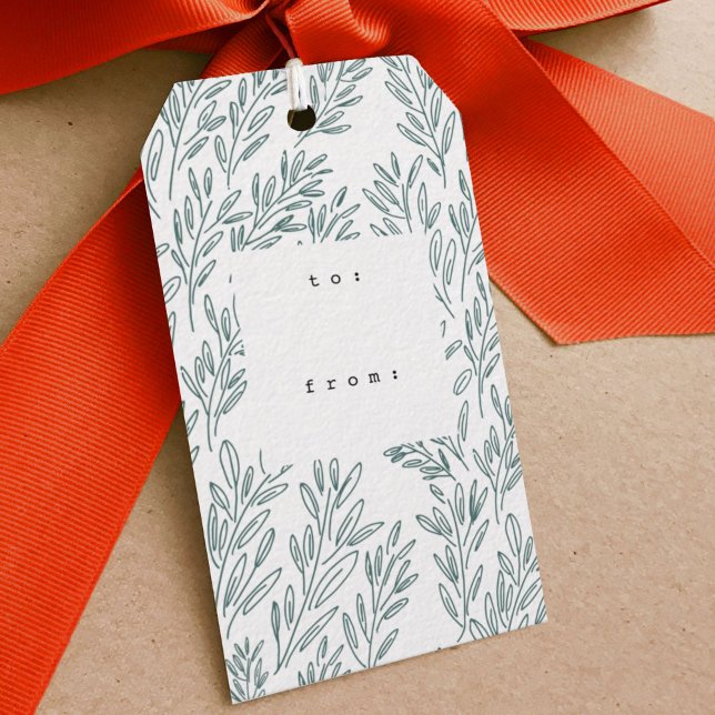 Etiquetas para presentes nas vinhas (Hand-drawn growing vines gift tag.)