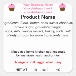 Etiquetas para produtos com Comida genérica de alg