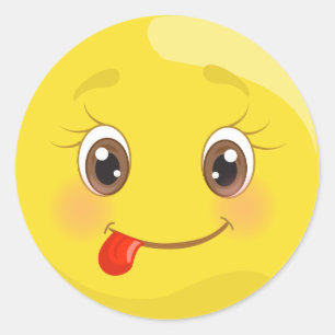 Etiquetas parvas de Emoji da cara da língua
