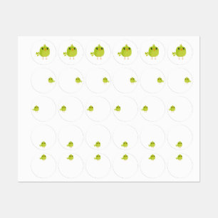 Etiquetas Passarinho Verde Fofo Desenho Animado