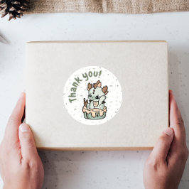 Etiquetas Pastel Green Orange Baby Dragon Obrigado Stickers
