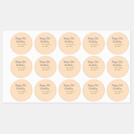 Etiquetas Pastel orange gray happy 21st birthday name date