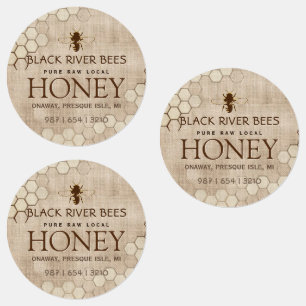 Etiquetas Patch de Negócios Apiary com Honeycomb e Bee Honey