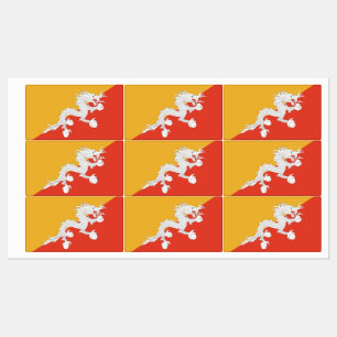 Etiquetas patrióticas com a bandeira de Bhutan