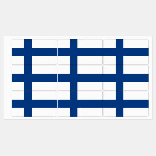 Etiquetas patrióticas com a bandeira de Finlandia