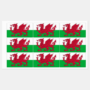 Etiquetas patrióticas com a bandeira de Wales