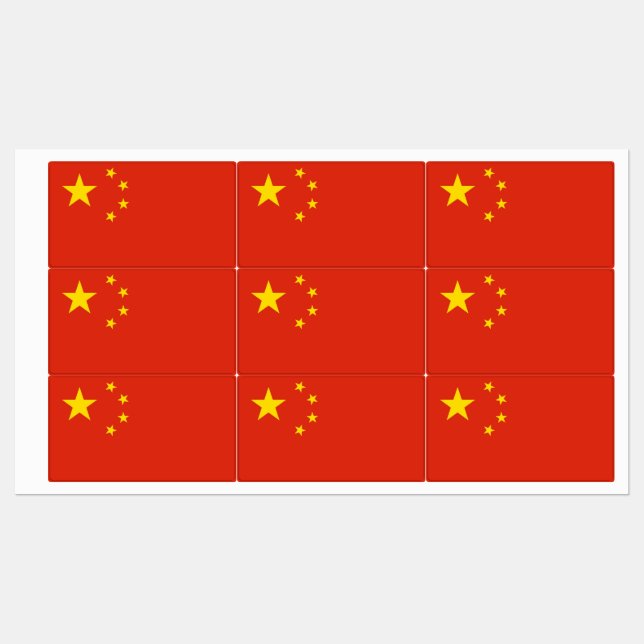 Etiquetas Patrióticas com bandeira da China (Folha)