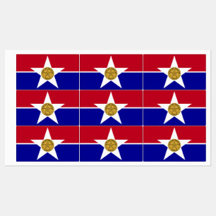 Etiquetas patrióticas com bandeira da cidade de D
