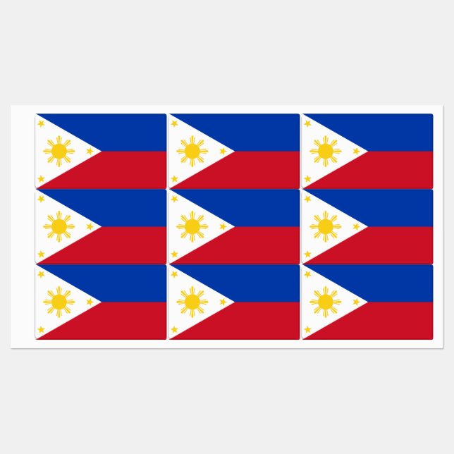 Etiquetas Patrióticas com bandeira das Filipinas (Folha)