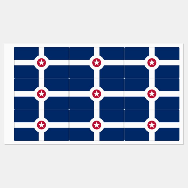 Etiquetas Patrióticas com bandeira de Indianápolis (Folha)