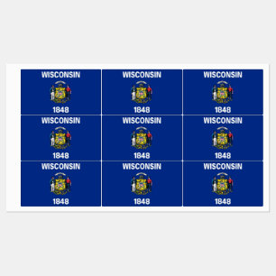 Etiquetas Patrióticas com bandeira do Estado de Wi
