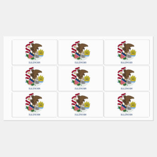 Etiquetas Patrióticas com bandeira do Estado do Il