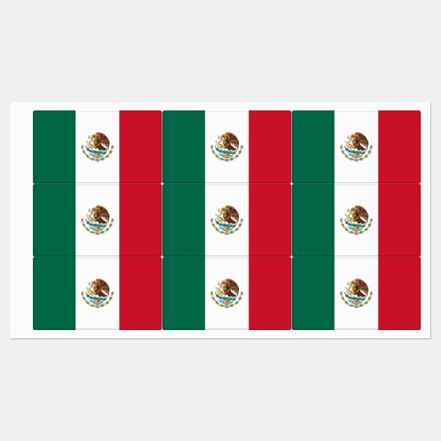 Etiquetas patrióticas com bandeira do México (Folha)