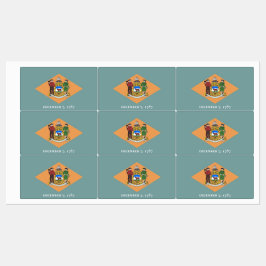 Etiquetas Patrióticas com pavilhão do Estado de De