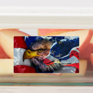 Etiquetas Patriótico da Bandeira do Lobo Bald Americano