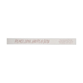 Etiquetas Peace Love Hope Joy cor-de-rosa no endereço de ret