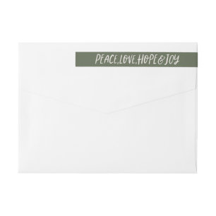 Etiquetas Peace Love Hope Joy green feriado endereço