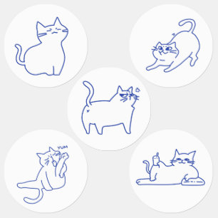 Etiquetas Personagem de desenho de gato branco fofo engraçad