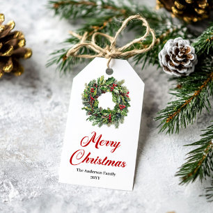 Etiquetas Personalizadas de Natal com Coroa Tradic