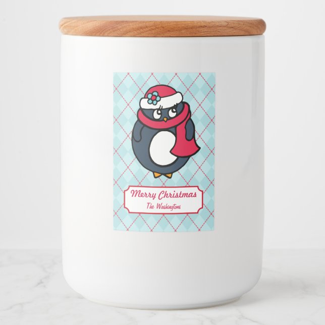 Etiquetas Personalizadas de Pinguim de Natal (Frente)