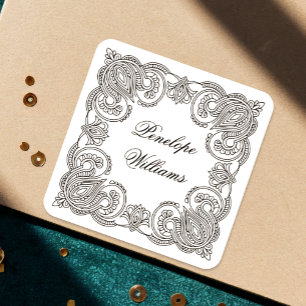 Etiquetas Personalizadas Intrincadas Paisley Nome 