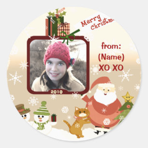 Etiquetas personalizadas vintage do Natal da foto