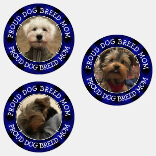 Etiquetas Personalizar 3 fotogramas Cachorro Mãe Xadrez Azul
