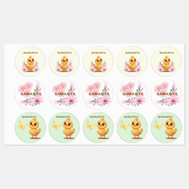 Etiquetas Personalized Chick Waterproof Labels  (Folha)