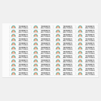 Etiquetas Personalized Teacher Name Labels – Rainbow Design