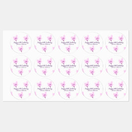 Etiquetas Pink mauve floral 15th birthday quinceanera name d