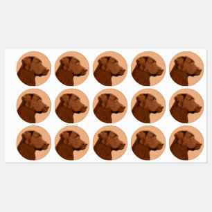 Etiquetas Pintura de Labrador Retriever (Chocolate) - Arte C