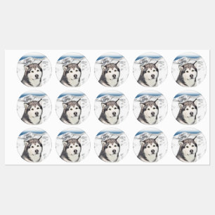 Etiquetas Pintura de Malamute no Alasca - Arte de Cachorro O