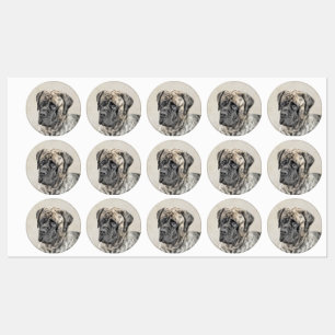 Etiquetas Pintura do Mastiff Inglês (Brindle) - Arte Canina