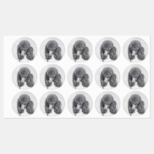 Etiquetas Pintura Negra De Poodle Padrão - Arte Cão