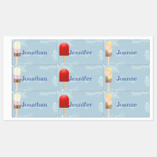 Etiquetas Popsicle com nome