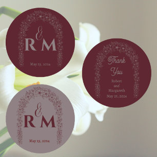 Etiquetas Porta de Casamento Vermelho Floral Clássico