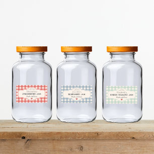 Etiquetas Pote de Gingham Vintage Feito Com Amor